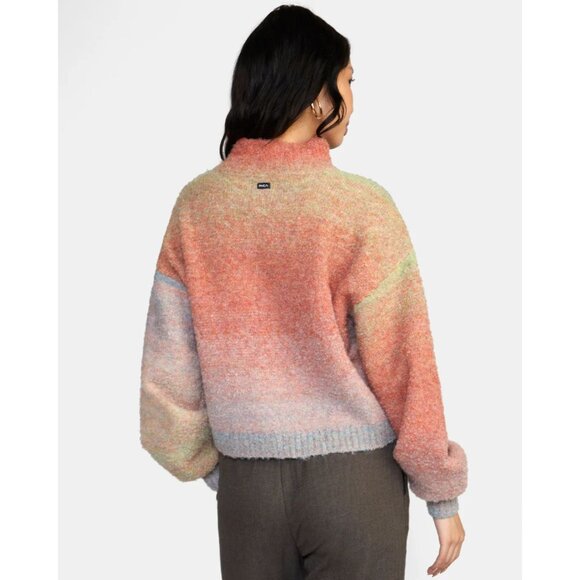 RVCA Dream Cycle Ombre Striped Knit Womens Medium Turtleneck Sweater Multicolor - Picture 3 of 13